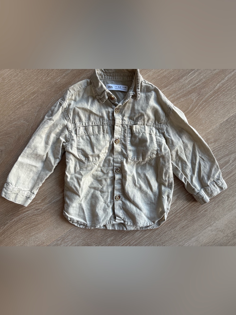 Zara Cream Button-Up Cotton Shirt